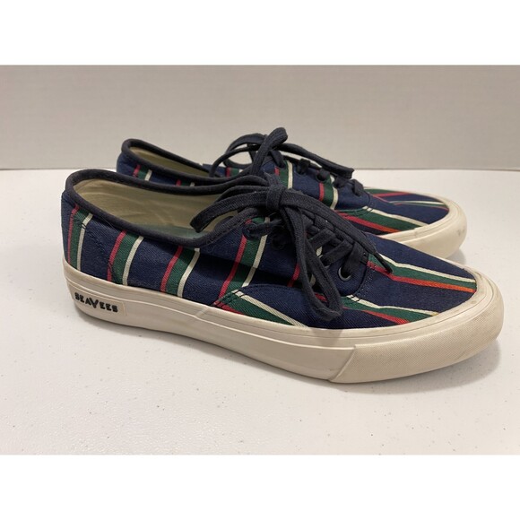 SeaVees for J Crew Women's Legend Sneaker Shoes Navy Blue Red Green Size 8.5 - Picture 1 of 10